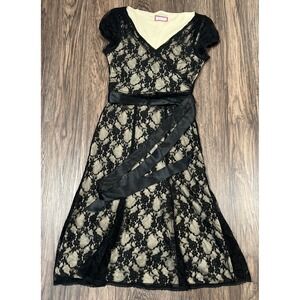 REVIEW embroidered lace Shanghai fit & flare pleat dress Color Black Size 12